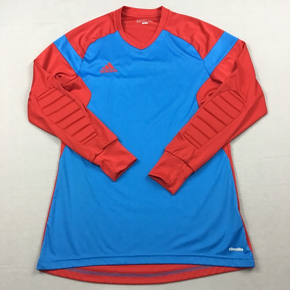 Adidas Jersey Men Medium Blue Solid Soccer Goalkeeper Shirt Padded Climalite M